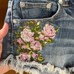 American Eagle  Blue Jean Denim Floral Embroidery Cut Off Shorts Size 2 Photo 1