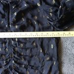 frame denim FRAME S/P Black Sheer Top Metallic Gold Detail Keyhole Witchy Whimsigoth Holiday Photo 4