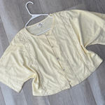 Aerie  Lace Shirt button up short sleeve crop womens Yellow (medium) cottagecore Photo 0