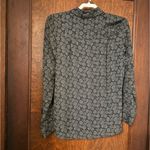 Vince  Covered Placket Print Silk Shirt in Black Shark Gray Blouse Size 2 Photo 2