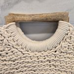 A New Day Beachy Boho Woven Ocean Blue Purse with Wooden Handles Photo 2