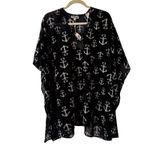 NWT Zuécar Navy Anchor Heart Print Sheer Kimono Cover Up Kaftan Top F/S Black Size undefined Photo 1
