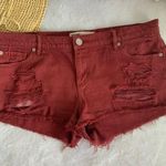 Garage VINTAGE distressed jean shorty short burgundy size 29 Photo 9