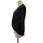 Karen Millen  Pinstripe‎ Wrap Blouse Black Long Sleeve Size US 4 Photo 6