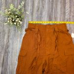 A New Day Womens Linen Blend Burnt Orange Cargo Shorts Pockets Mid Rise Large Photo 7