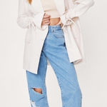 Nasty Gal NWT Tie Sleeve Oversized Blazer in Cream Size 2 Photo 0