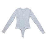 We Wore What NWT Longsleeve Crewneck Henley Bodysuit Buttons XS Heather Grey #3550 Photo 14
