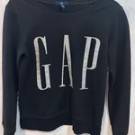 Gap  Black Crewneck Sweatshirt Glitter Logo Womens XS Photo 0