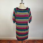 Sonia Rykiel Rainbow Striped Jeweled Floral Dress Pink Size 16 Photo 2