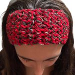hand made red and grey crochet headband Photo 0