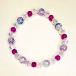 Handmade Cotton Candy pink & blue 8mm glass beaded bracelet 7-inch Photo 0