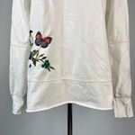 Johnny Was NWOT  Embroidered Floral Butterfly Bird Pullover White Sweatshirt Sz S Photo 4