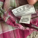 Ariat  Fitted Western Plaid Long Sleeve Snap Shirt Pink Green Metallic L Photo 6