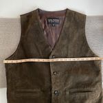 Vintage Wilson’s Leather Brown Genuine Leather Vest Satin Back with Buckle Sz XL Photo 5