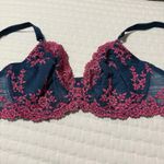 Wacoal 34DD Embrace Lace Blue Pink Floral Bra Underwire Unlined 65191 Photo 7