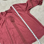 American Eagle Longsleeve Blouse Bell Sleeves Tassels Rust Colored Cotton Size L Photo 13