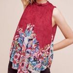 Anthropologie  Deletta Epona Tropical Bird Floral Mock Sleeveless Top Red Photo 12