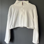 Urban Outfitters  White Fleece Half-Zip Cropped Jacket Photo 0
