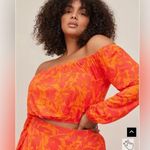 Torrid Super Soft Off Shoulder Long Sleeve Crop Top Floral Orange Plus Size 2 2X Photo 0
