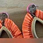 J.Crew  Women's pink orange Raffia Teardrop Tassel Statement Earrings Photo 5