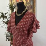 Max Studio  Women M Short Flutter Sleeve Wrap Babydoll Dress Ruffle Barbiecore Photo 3