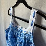 Vintage Muumuu 1X Blue Floral Sleeveless Lace Accents Nightgown Lightweight Photo 4