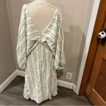 ASOS NWOT  EDITION vneck drapey maxi dress in linen mix cream green stripe size 6 Photo 6