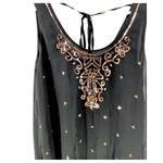 Entro  black guilded neckline mini dress copper rose gold sequin party dance M Photo 1