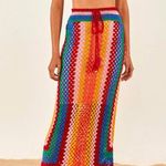 Farm Rio NWT Striped Scarf Crochet Midi Multicolor Skirt S Photo 0