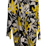 cream with yellow and black print linen blend , oversized statement blazer Size M Photo 2