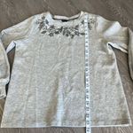 Ann Taylor  Sweatshirt Womens Medium Floral Embroidered Gray Photo 3