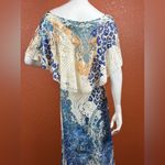 Reba  Blue and Cream Patterned Maxi Dress Size Large. E55 Photo 12