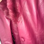 Azalea Wang Marbolo trench coat faux fur PU buttons shawl collar cuffs burgundy Red Size M Photo 9