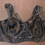 Torrid Curve Black Mesh Gold Embroidery Lace Longline Bra Size 5 (46DD - 48DDD) Photo 0