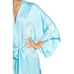 NWT $350 New Designer Natori Orchid Flower Embroidered Womens Wrap Robe S Blue Photo 8