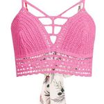 Madden Nyc Juniors’ Pink Crochet Trim Top Photo 3
