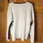 PINK - Victoria's Secret Victoria's Secret Pink Nation White w Black Lettering & Stripe Sweatshirt Large Photo 3