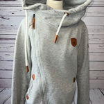 Wanakome Athena Hoodie Pullover Sweatshirt size Small Shacket Asymmetrical Gray Photo 0