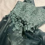 JAEDEN formal green a line v neck floral tulle dress prom wedding bridesmaid NWT Size undefined Photo 9