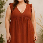 Knox Rose  Womens Dress‎ Size XXL Rust Eyelet Ruffle Sleeve Boho Fall Cottagecore Photo 0