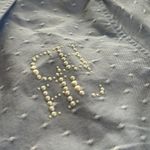 Carolina Herrera  CH Swiss dot blue button down shirt pearl embroidered XS Photo 5