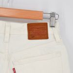 Levi's 501 High Rise Mid Thigh Shorts Button Fly in White Women's 25 Distressed Photo 8