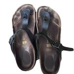 Birkenstock Gizeh Sandals L9 M7 Black Patent Leather Birko-Flor Thong Boho Photo 9