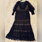 Tadashi Shoji NWOT Nyssa Bishop Long Sleeve Navy not blue nude Gown Sz 18 Photo 3