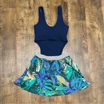 Aerie NEW Offline Ribbed Cutout Romper Dress Sz XS Blue Tropical Photo 3