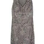 Sue Wong  NOCTURNE Silver Embellished Beaded Cocktail Dress Sleeveless Party 0 XS Photo 0