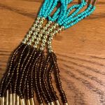 Statement Necklace 15 Stand Layered Seed Bead Multi Layer Long 32" Gold Tone Photo 2