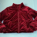 LEOLA COUTURE velvet puffer burgundy full zip fully lined cropped coat size M Purple Size M Photo 0