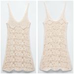 ZARA  Cream Open Knit Crochet Mini Dress Size Medium Bohemian Beach Photo 1