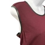 Ralph Lauren Lauren Burgundy Sleeveless Sheath Dress Faux Leather Trim Size L Photo 3